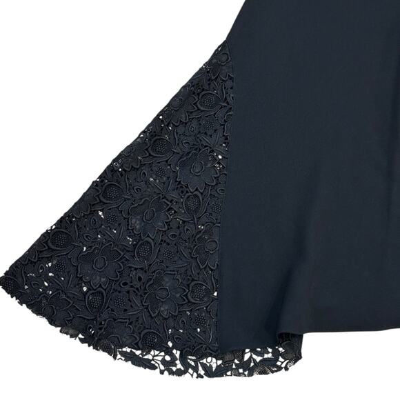 Tibi Open-Back Asymmetric Guipure Lace-Paneled Embellished Crepe Midi Dress - Picture 9 of 10